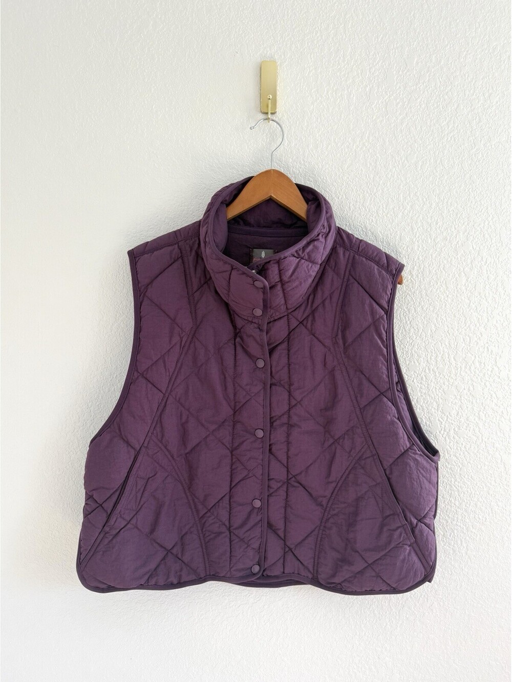 Free People Movement Quinn Puffer Vest Women’s Medium Purple Snap Buttons